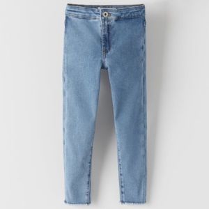 NWT Zara 6Y blue frayed bottom jeggings